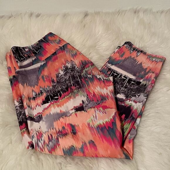 Onzie Leggings xs pink and orange with palm trees - Picture 2 of 7